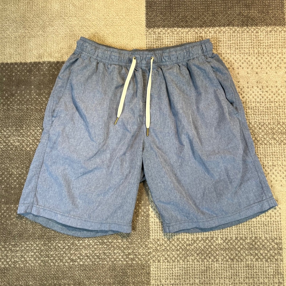 Fair Harbor Mens The One Short Blue Heathered Recycled Performance Shorts Size M